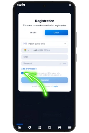 instructions for sign in on 1Win application