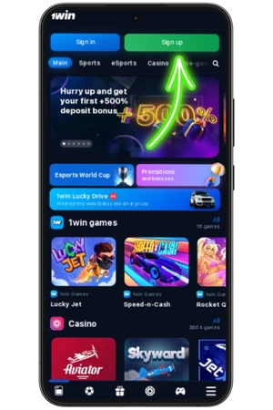 register on 1Win APK for android